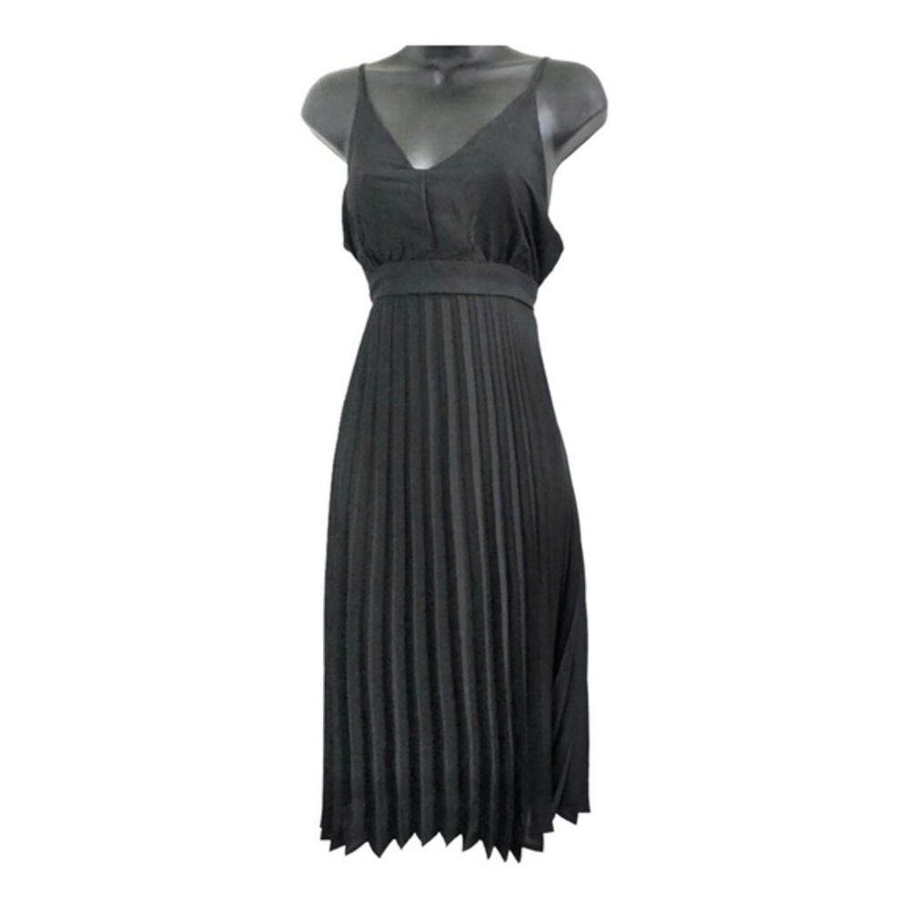 Jessica Simpson beautiful bold black v-neck pleated belted dress size large new